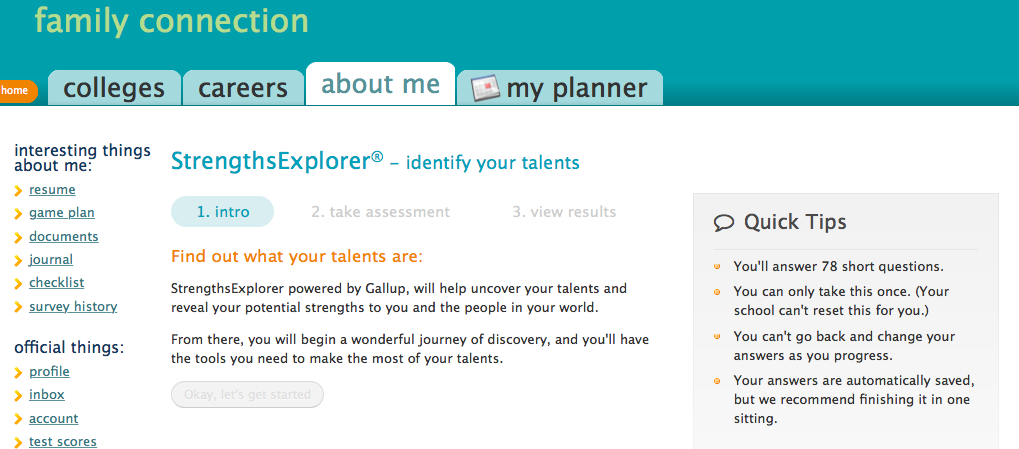 Naviance- Strengths Explorer
